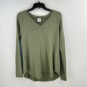 Cabi Top Womens XS Green V Neck Long Sleeve Stretch Drawstring Waist Style 4192‎